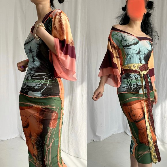 jean paul gaultier Maille kimono style mesh dress - Picture 2 of 12